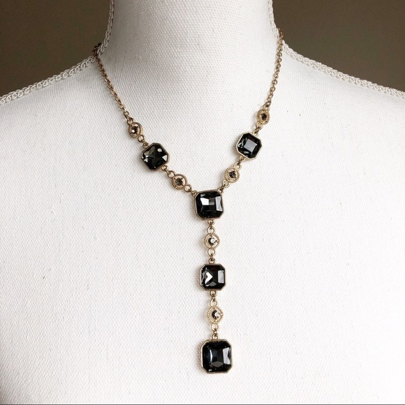 Statement Necklace 16” Chain Square Gems - Picture 7 of 8